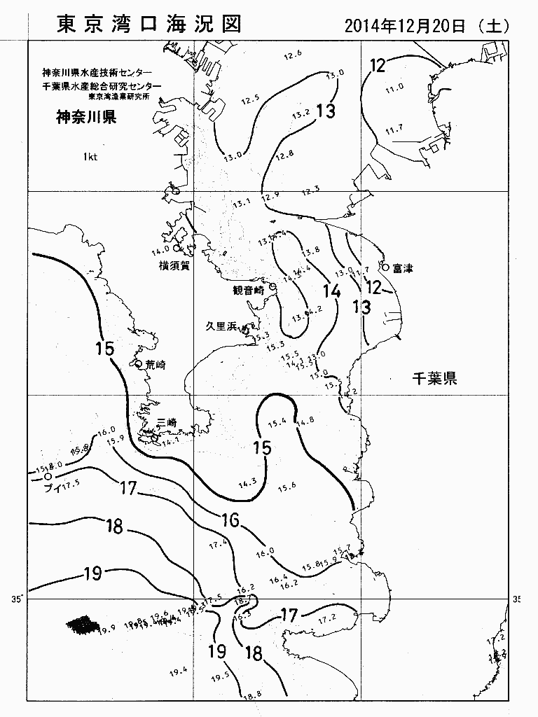 海況図, 東京湾口海況図 検索結果, (水温分布 等を図示)