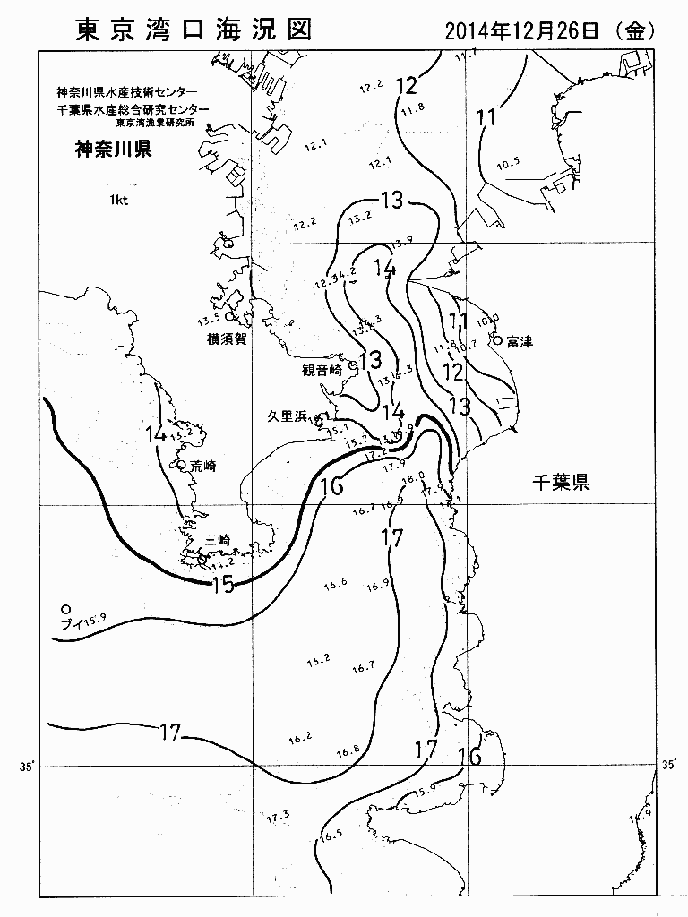海況図, 東京湾口海況図 検索結果, (水温分布 等を図示)