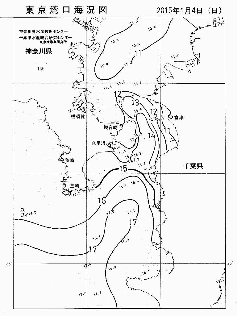 海況図, 東京湾口海況図 検索結果, (水温分布 等を図示)