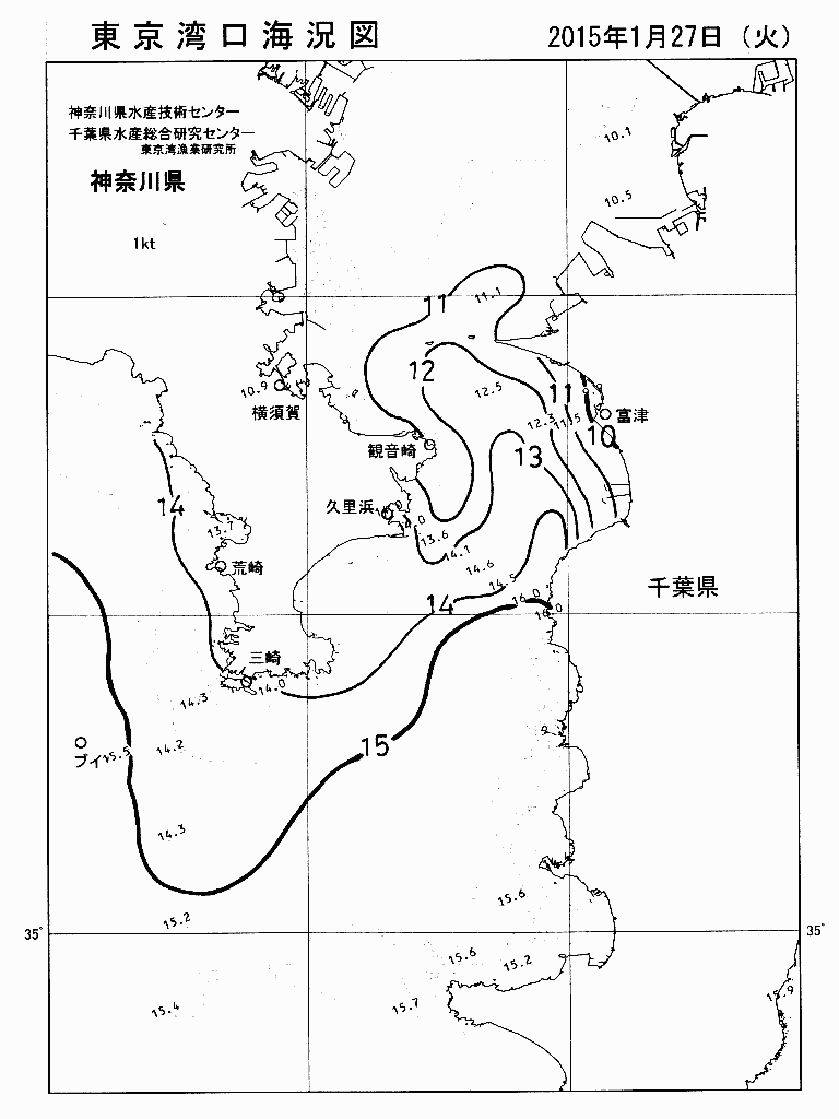 海況図, 東京湾口海況図 検索結果, (水温分布 等を図示)