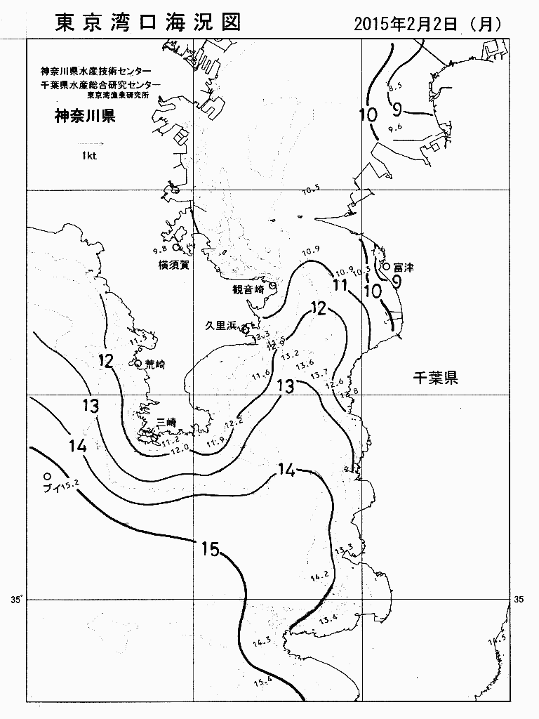 海況図, 東京湾口海況図 検索結果, (水温分布 等を図示)
