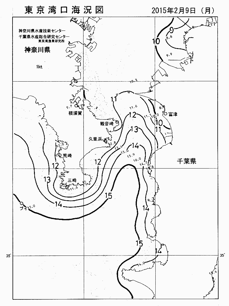 海況図, 東京湾口海況図 検索結果, (水温分布 等を図示)