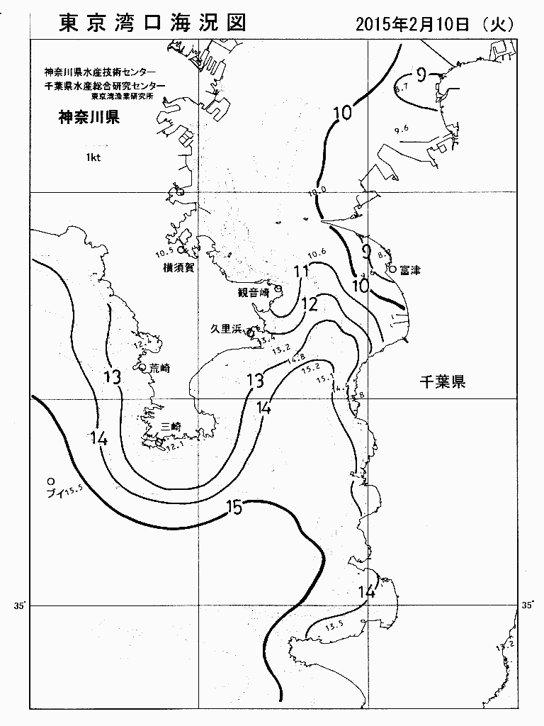 海況図, 東京湾口海況図 検索結果, (水温分布 等を図示)