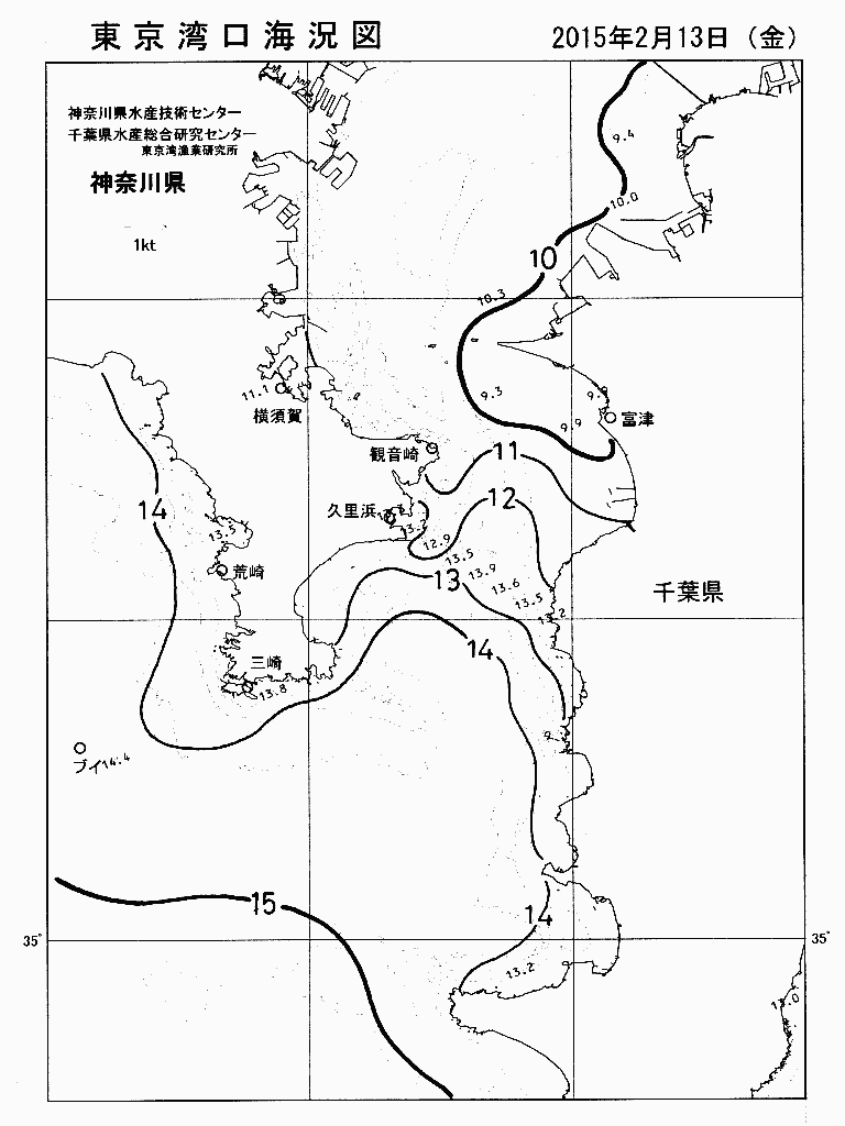 海況図, 東京湾口海況図 検索結果, (水温分布 等を図示)