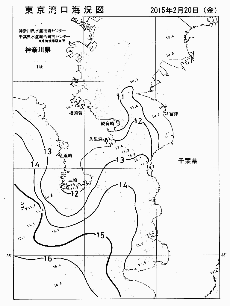 海況図, 東京湾口海況図 検索結果, (水温分布 等を図示)