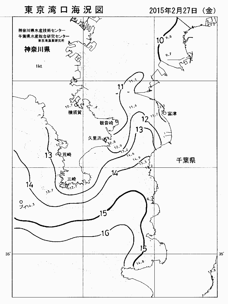 海況図, 東京湾口海況図 検索結果, (水温分布 等を図示)
