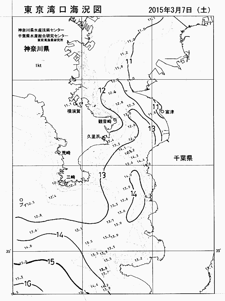 海況図, 東京湾口海況図 検索結果, (水温分布 等を図示)