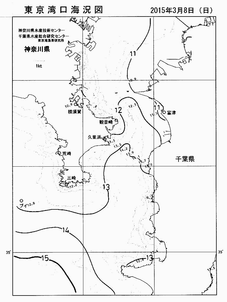 海況図, 東京湾口海況図 検索結果, (水温分布 等を図示)