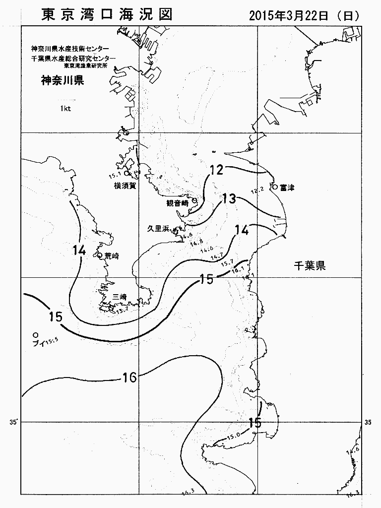 海況図, 東京湾口海況図 検索結果, (水温分布 等を図示)