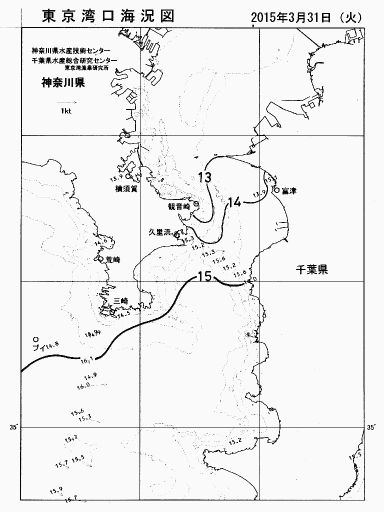 海況図, 東京湾口海況図 検索結果, (水温分布 等を図示)