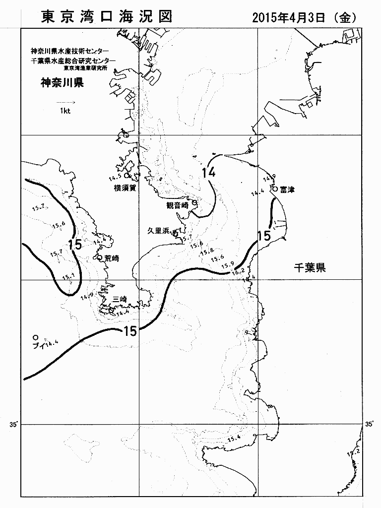 海況図, 東京湾口海況図 検索結果, (水温分布 等を図示)