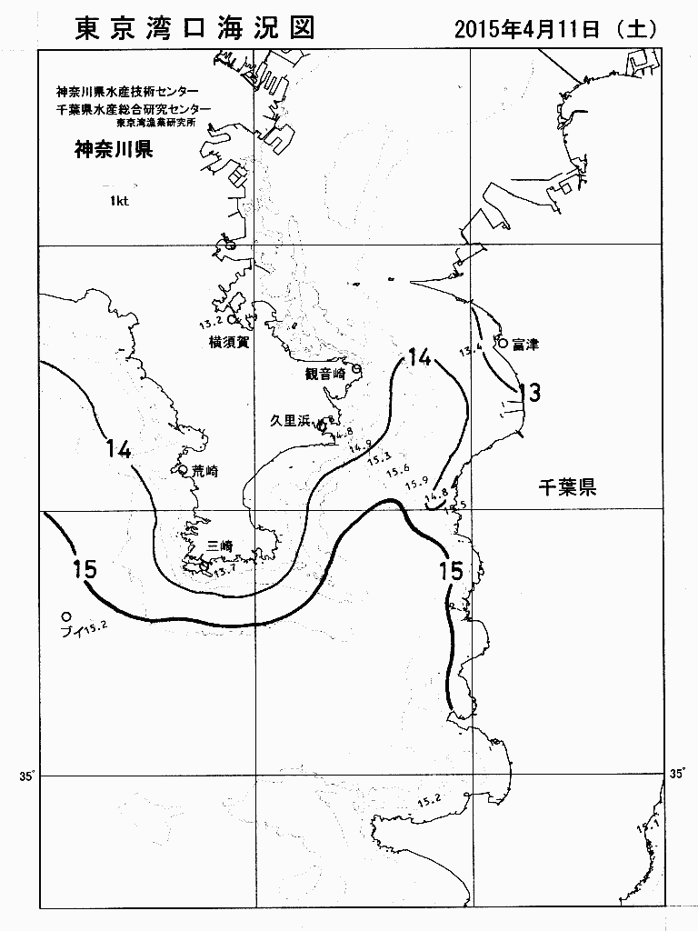 海況図, 東京湾口海況図 検索結果, (水温分布 等を図示)