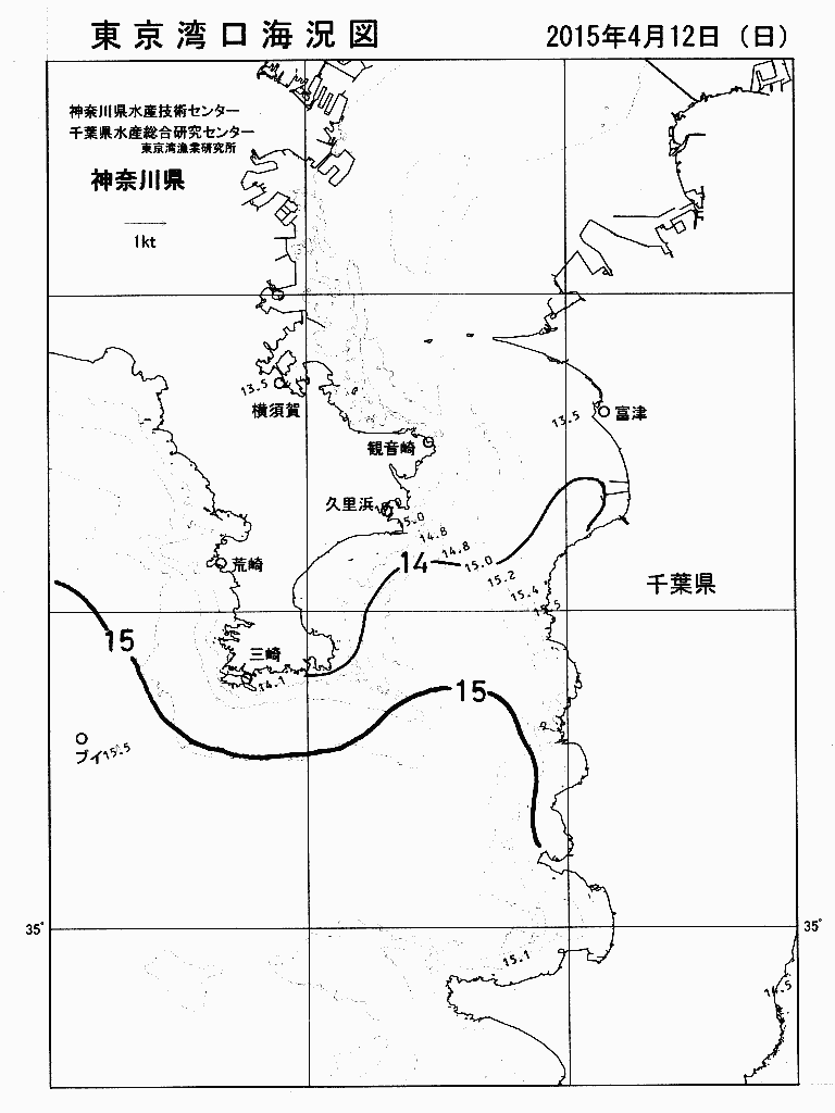 海況図, 東京湾口海況図 検索結果, (水温分布 等を図示)