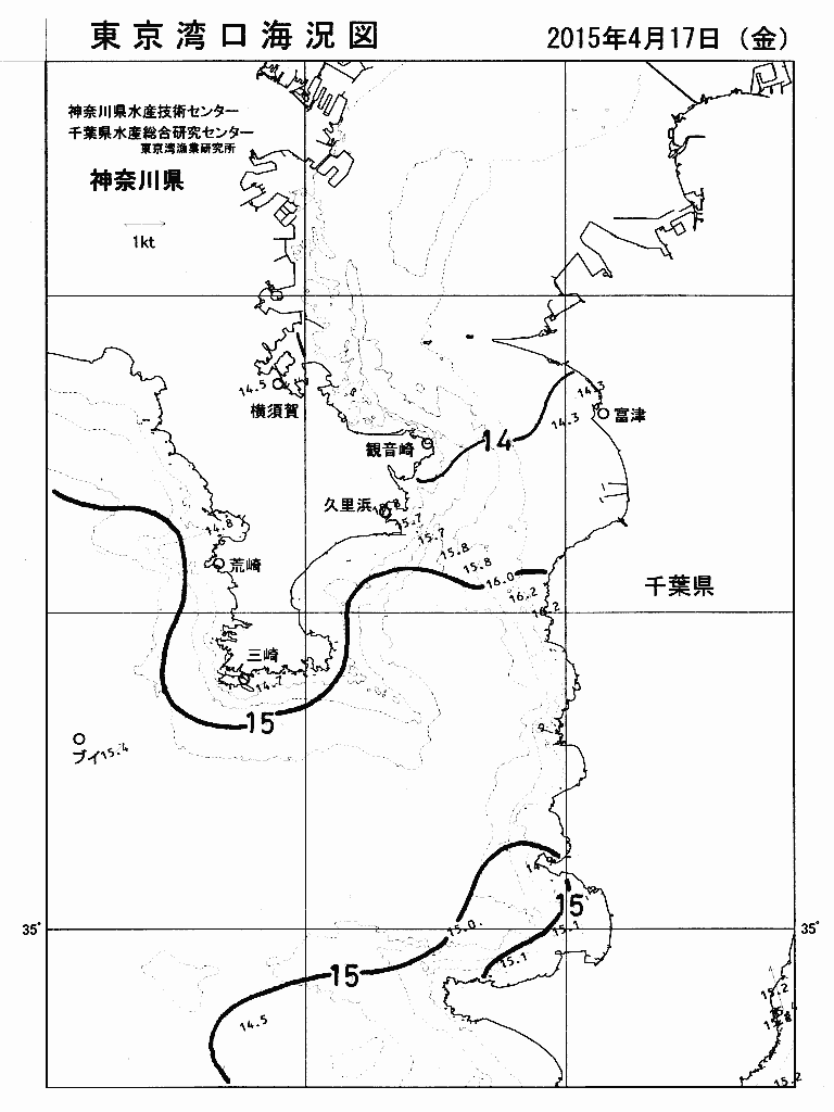 海況図, 東京湾口海況図 検索結果, (水温分布 等を図示)