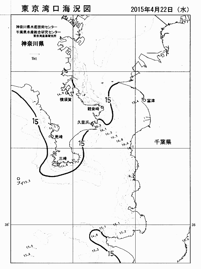 海況図, 東京湾口海況図 検索結果, (水温分布 等を図示)