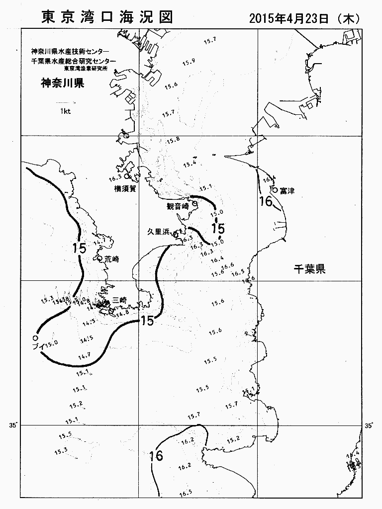 海況図, 東京湾口海況図 検索結果, (水温分布 等を図示)