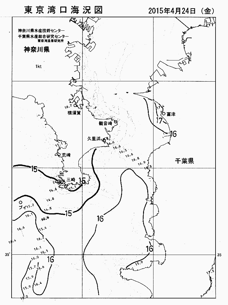 海況図, 東京湾口海況図 検索結果, (水温分布 等を図示)
