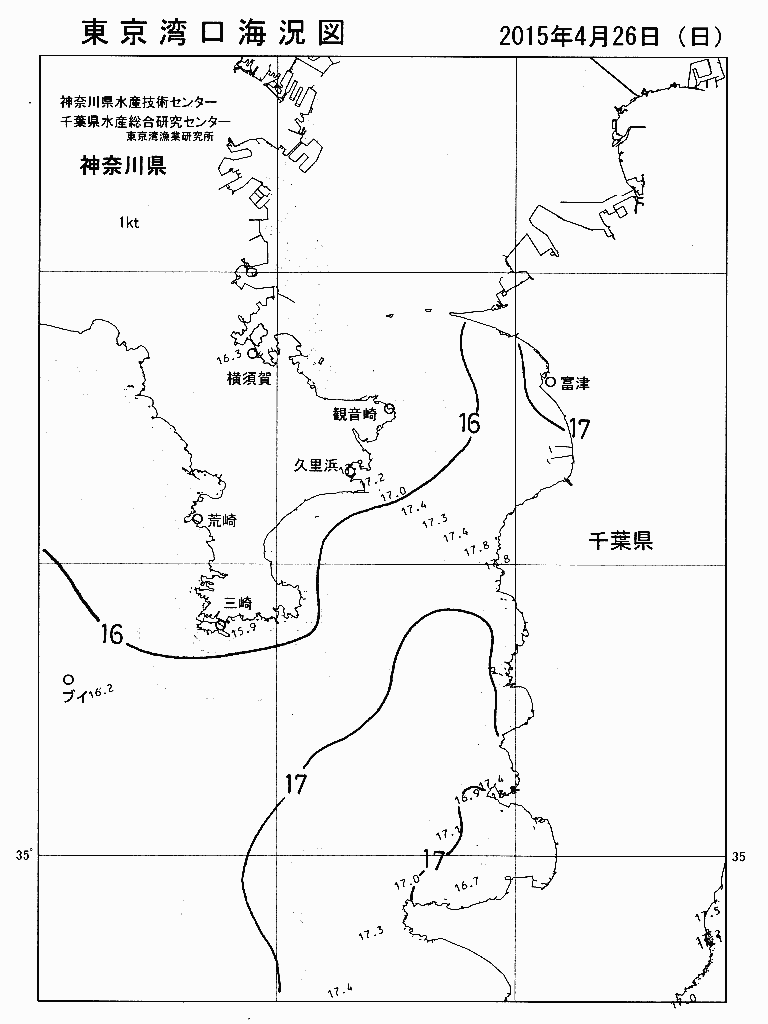 海況図, 東京湾口海況図 検索結果, (水温分布 等を図示)