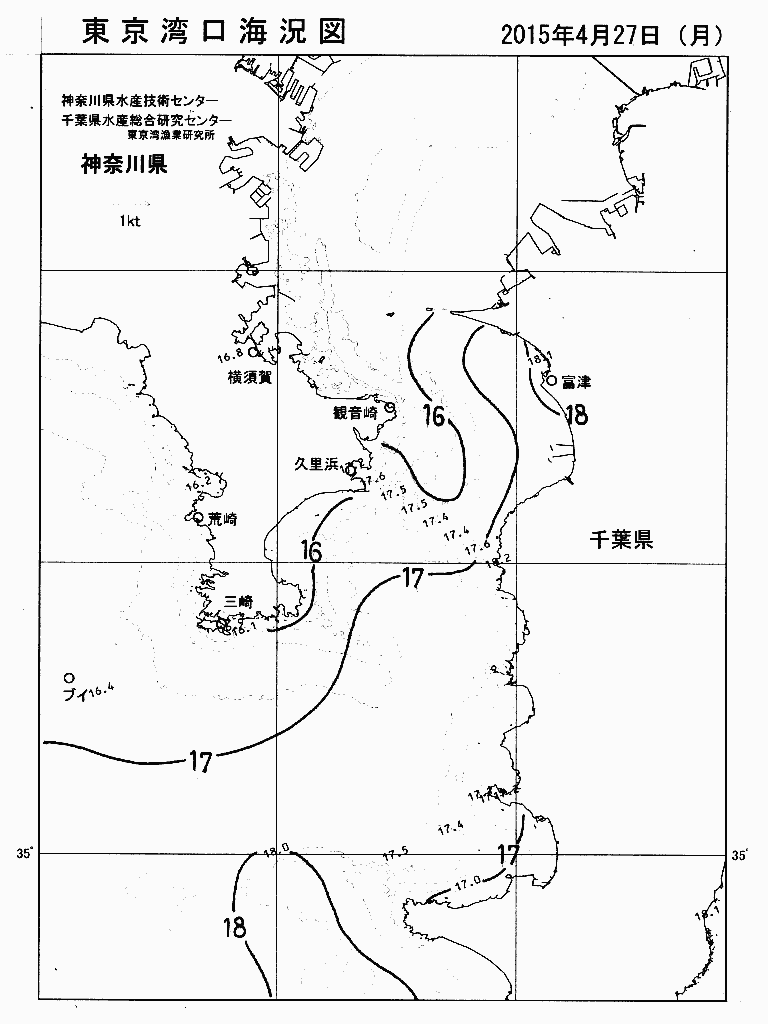 海況図, 東京湾口海況図 検索結果, (水温分布 等を図示)