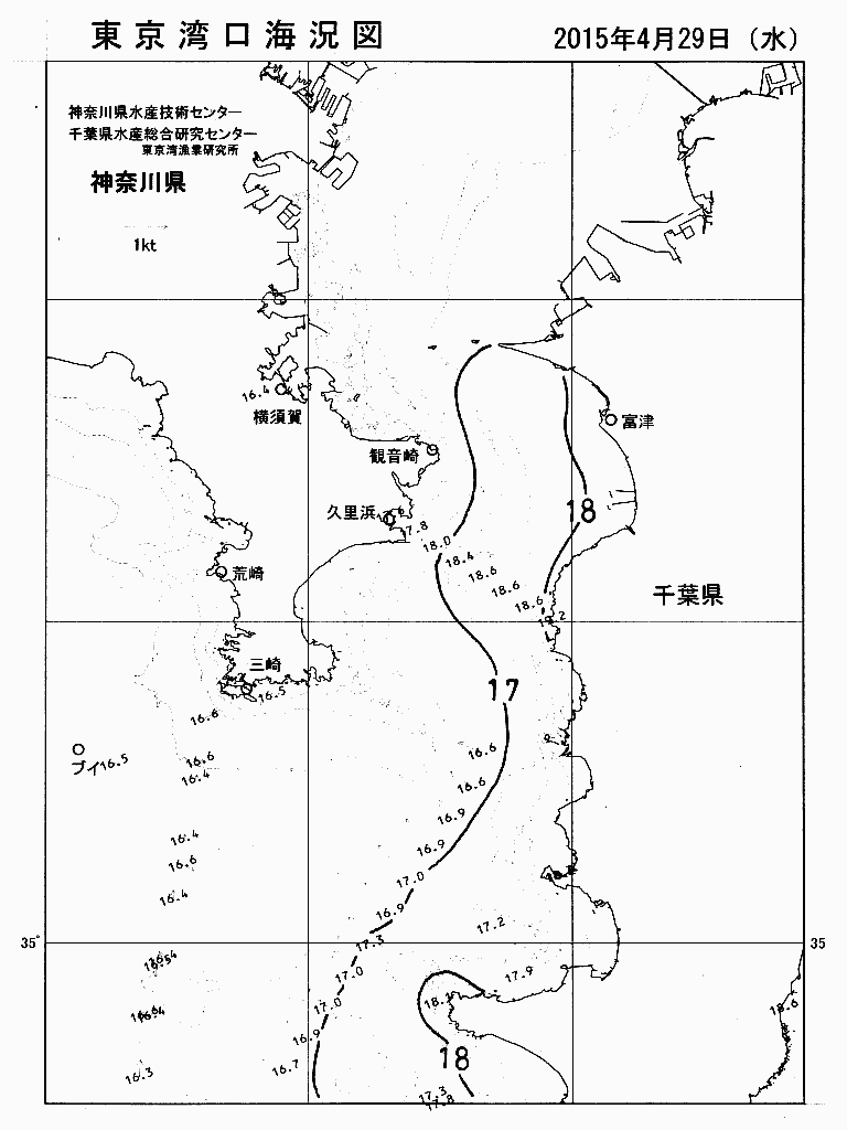 海況図, 東京湾口海況図 検索結果, (水温分布 等を図示)