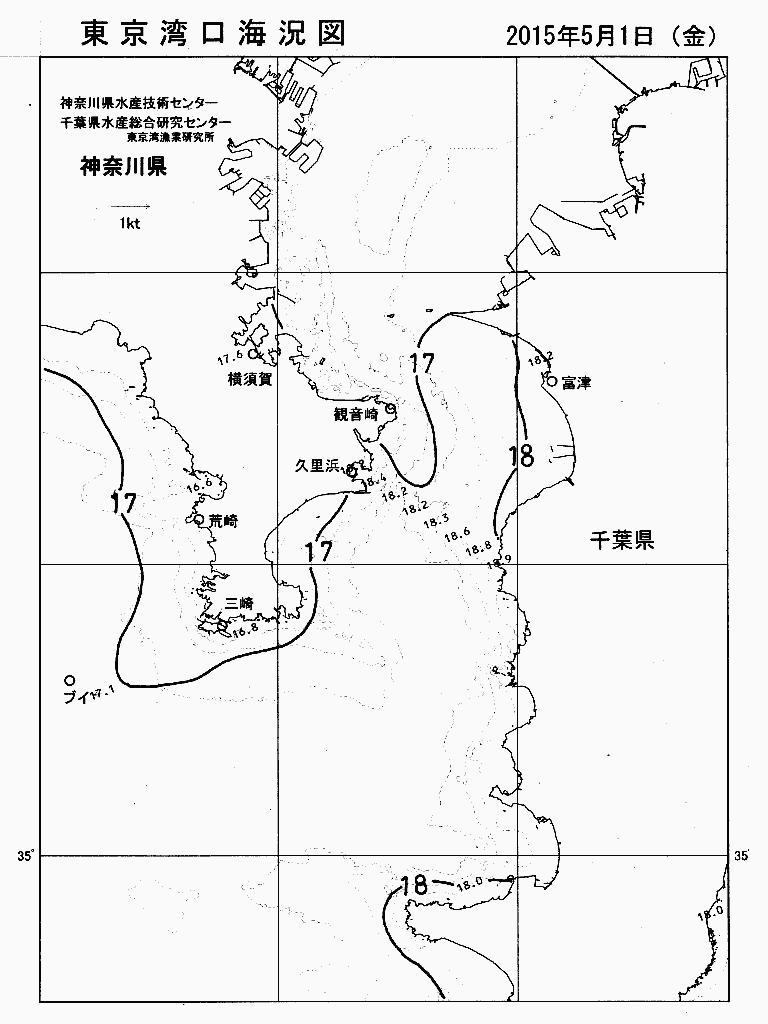 海況図, 東京湾口海況図 検索結果, (水温分布 等を図示)
