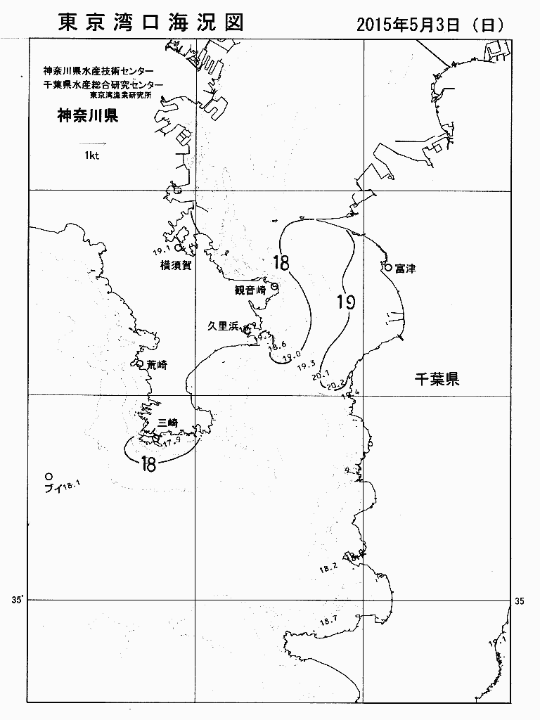 海況図, 東京湾口海況図 検索結果, (水温分布 等を図示)