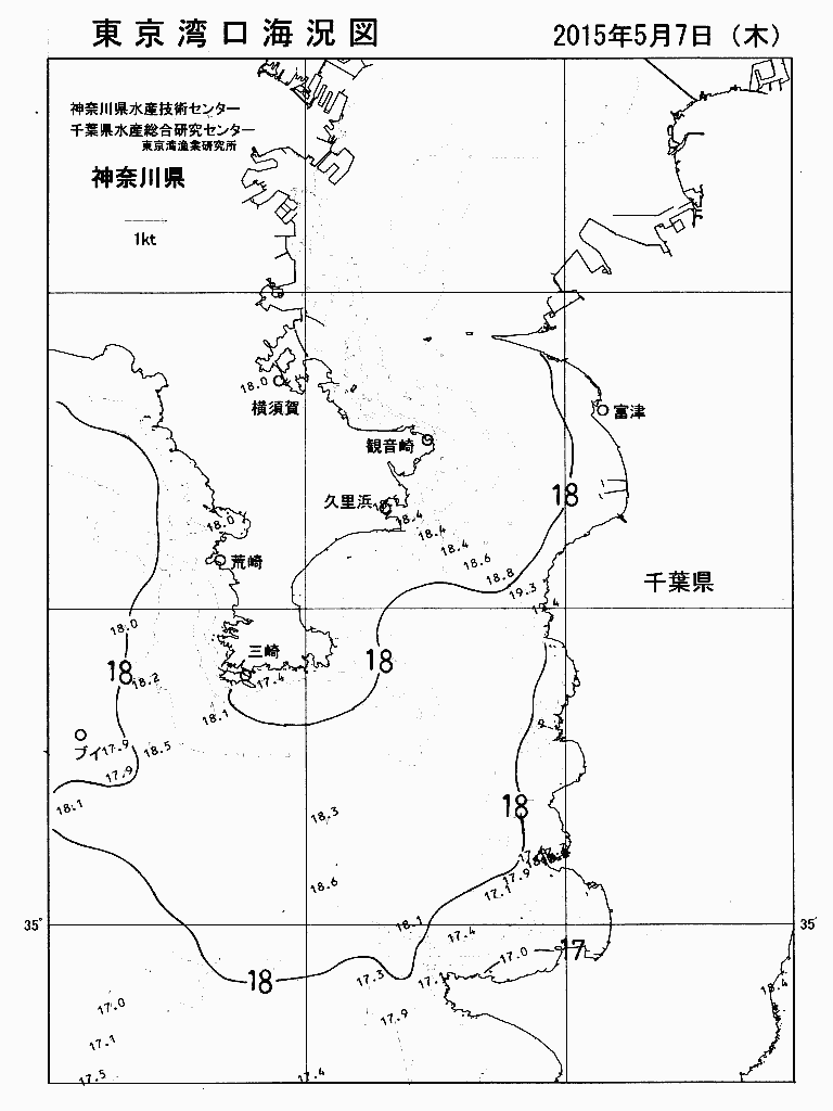 海況図, 東京湾口海況図 検索結果, (水温分布 等を図示)