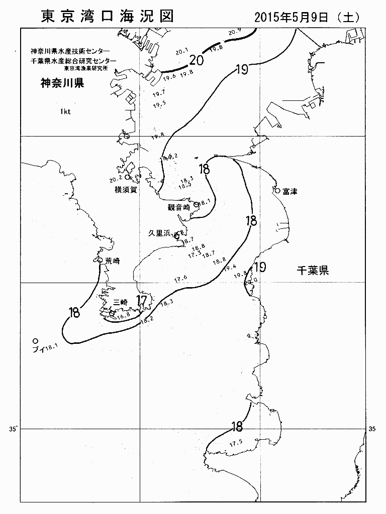 海況図, 東京湾口海況図 検索結果, (水温分布 等を図示)