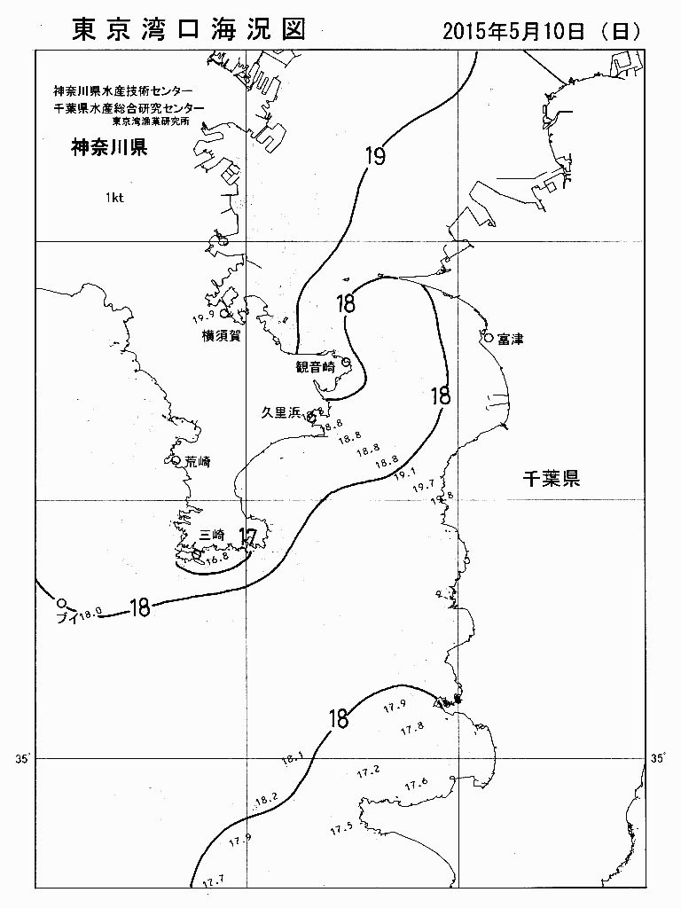 海況図, 東京湾口海況図 検索結果, (水温分布 等を図示)