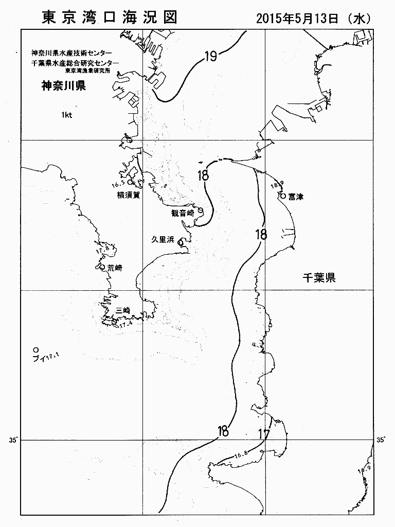 海況図, 東京湾口海況図 検索結果, (水温分布 等を図示)