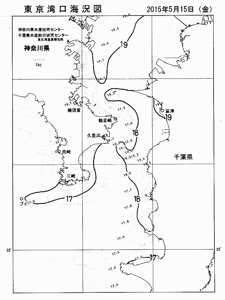 海況図, 東京湾口海況図 検索結果, (水温分布 等を図示)