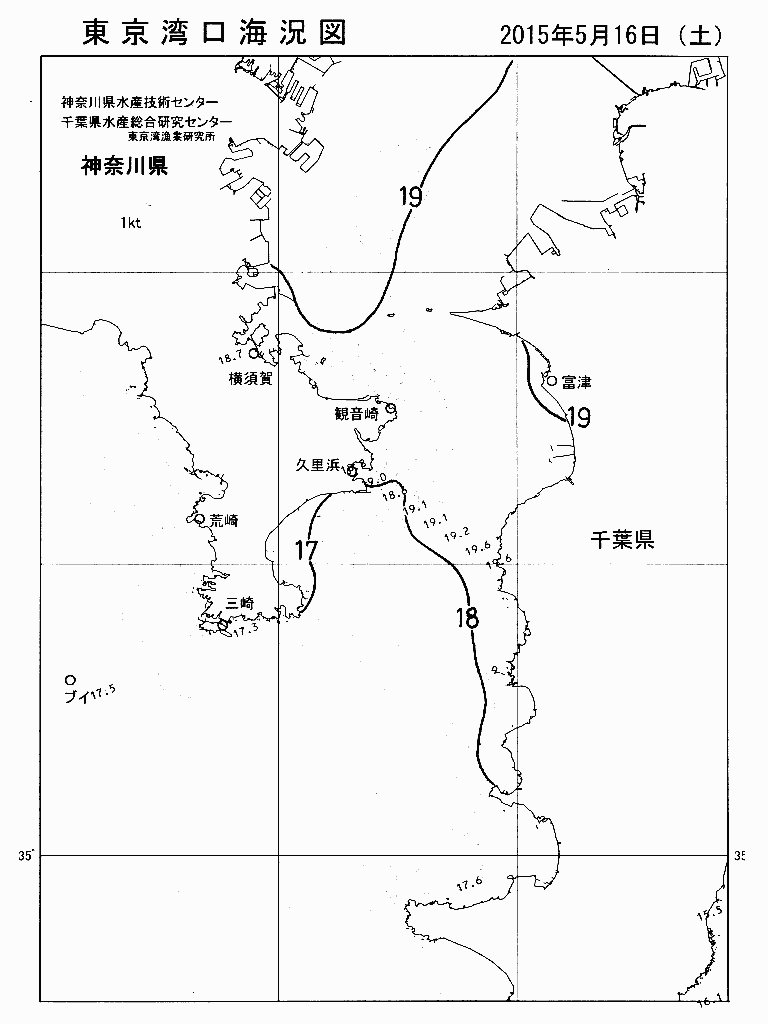 海況図, 東京湾口海況図 検索結果, (水温分布 等を図示)