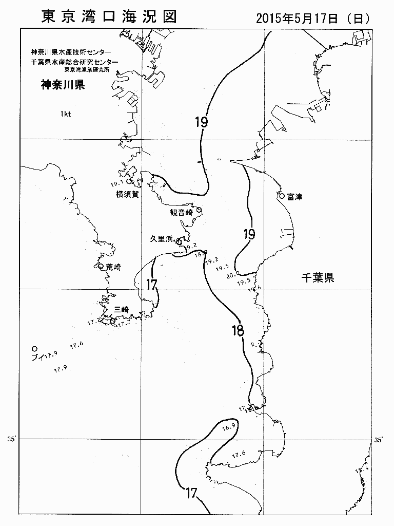 海況図, 東京湾口海況図 検索結果, (水温分布 等を図示)