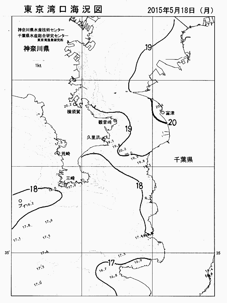 海況図, 東京湾口海況図 検索結果, (水温分布 等を図示)