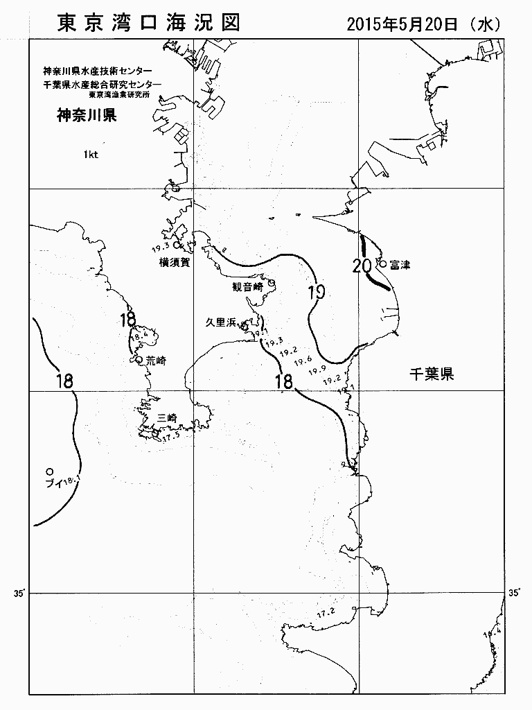 海況図, 東京湾口海況図 検索結果, (水温分布 等を図示)