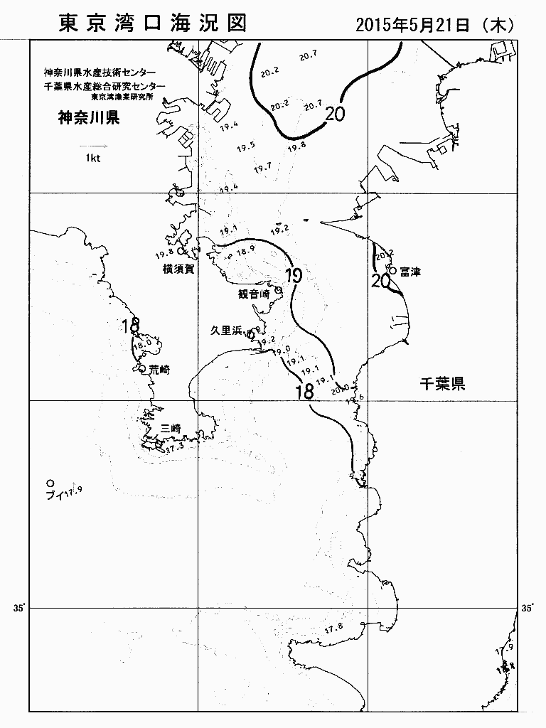 海況図, 東京湾口海況図 検索結果, (水温分布 等を図示)