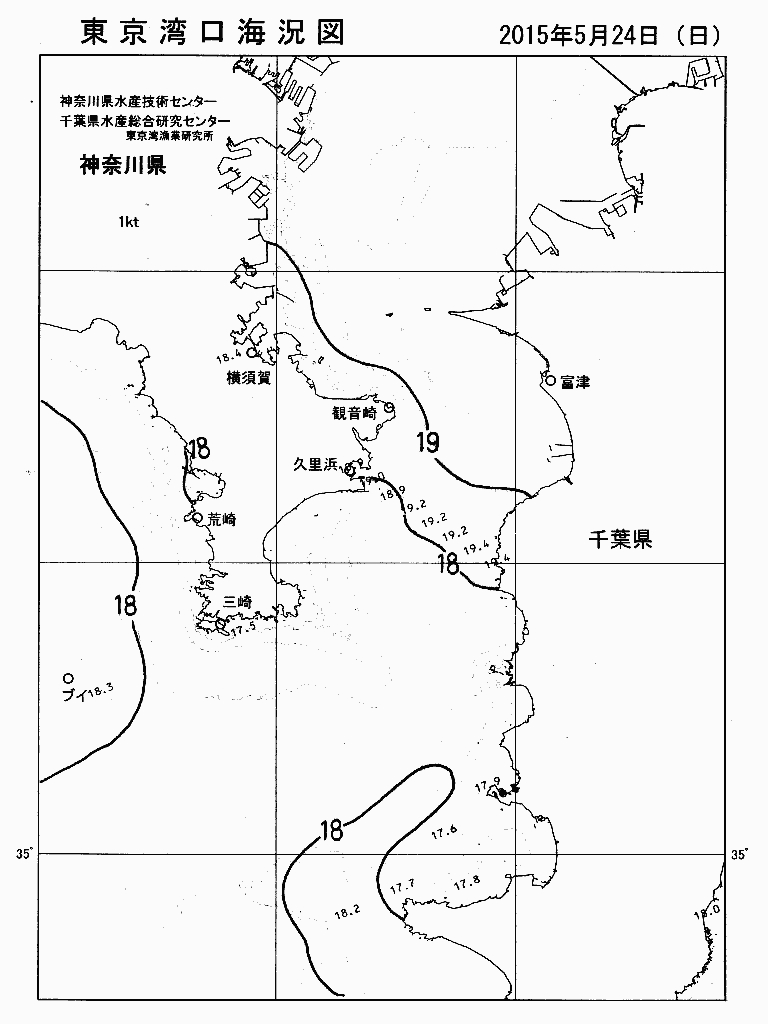 海況図, 東京湾口海況図 検索結果, (水温分布 等を図示)