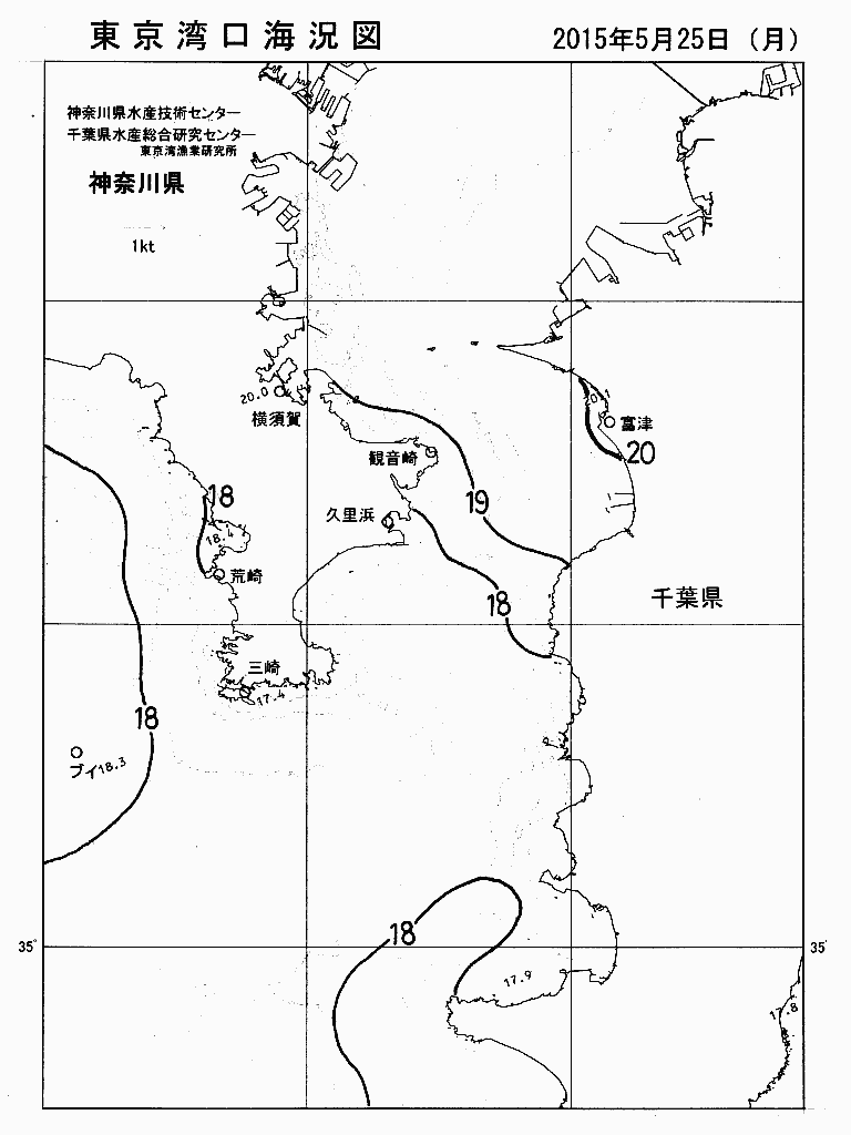 海況図, 東京湾口海況図 検索結果, (水温分布 等を図示)