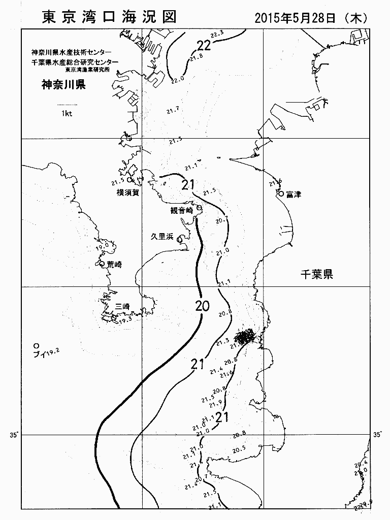 海況図, 東京湾口海況図 検索結果, (水温分布 等を図示)