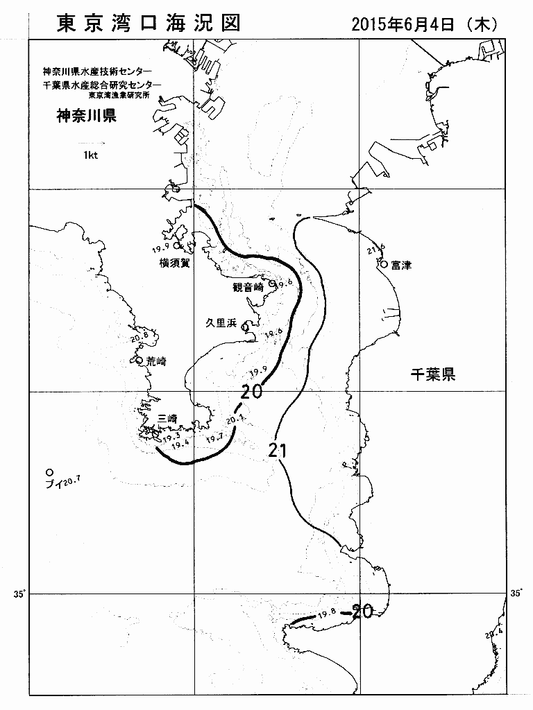 海況図, 東京湾口海況図 検索結果, (水温分布 等を図示)
