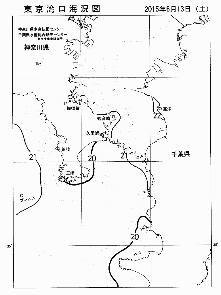 海況図, 東京湾口海況図 検索結果, (水温分布 等を図示)