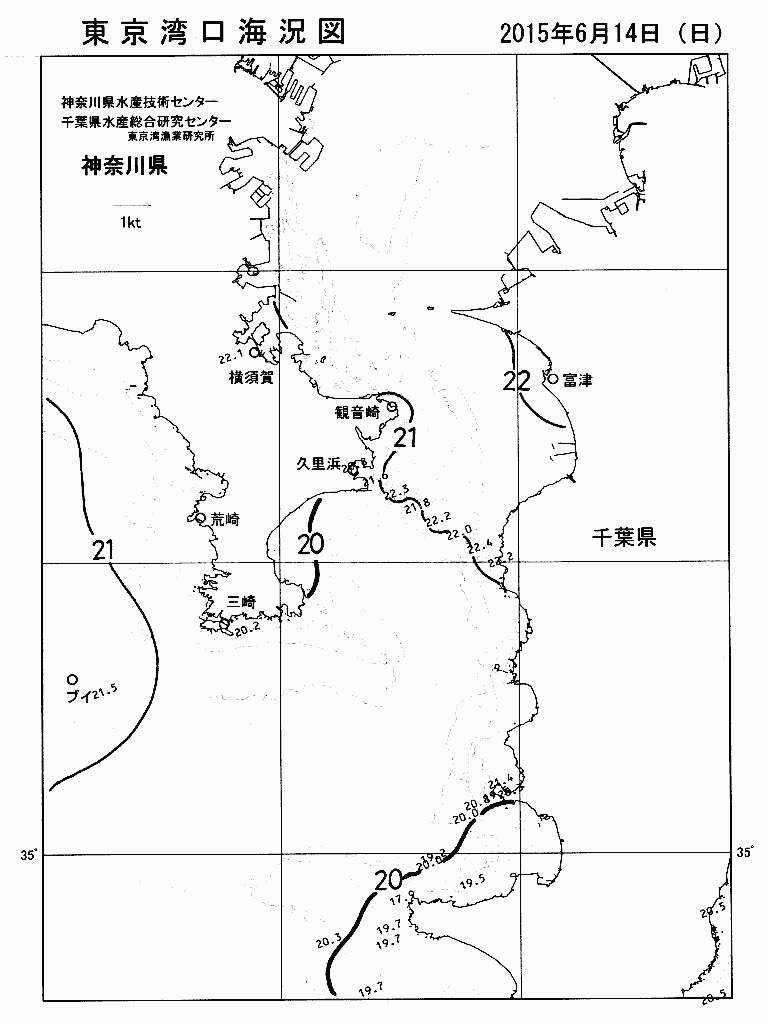 海況図, 東京湾口海況図 検索結果, (水温分布 等を図示)