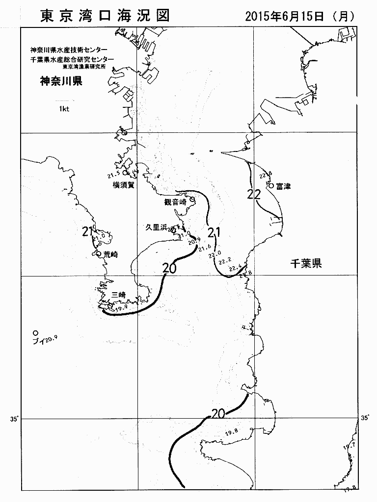 海況図, 東京湾口海況図 検索結果, (水温分布 等を図示)