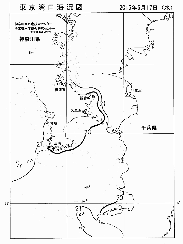 海況図, 東京湾口海況図 検索結果, (水温分布 等を図示)