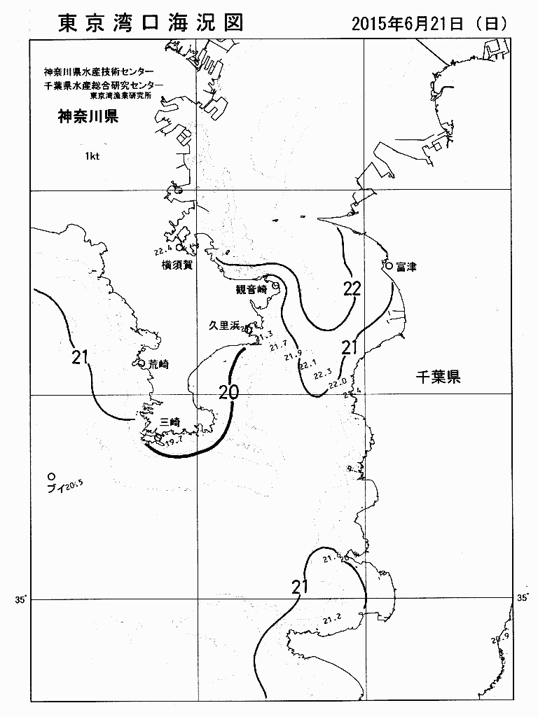 海況図, 東京湾口海況図 検索結果, (水温分布 等を図示)