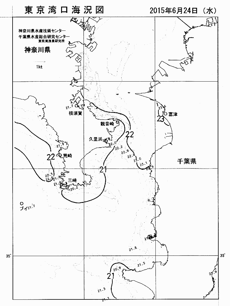 海況図, 東京湾口海況図 検索結果, (水温分布 等を図示)