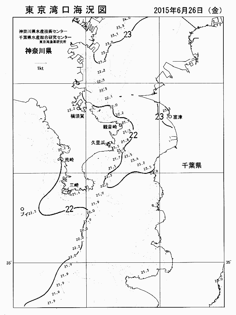 海況図, 東京湾口海況図 検索結果, (水温分布 等を図示)