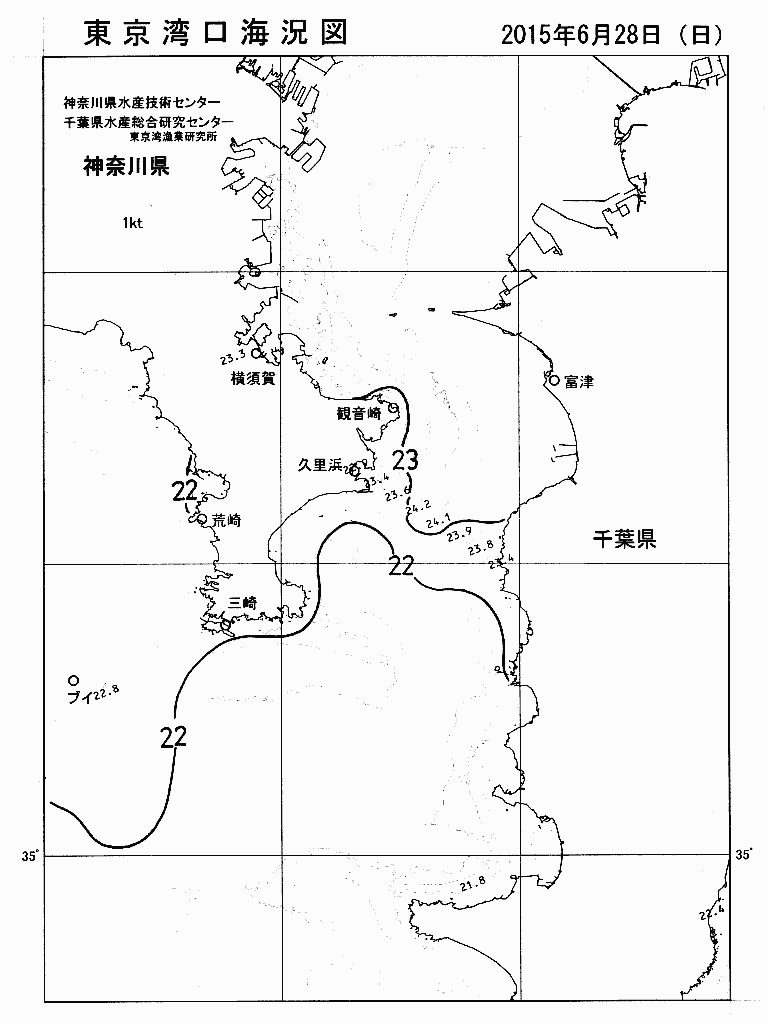 海況図, 東京湾口海況図 検索結果, (水温分布 等を図示)