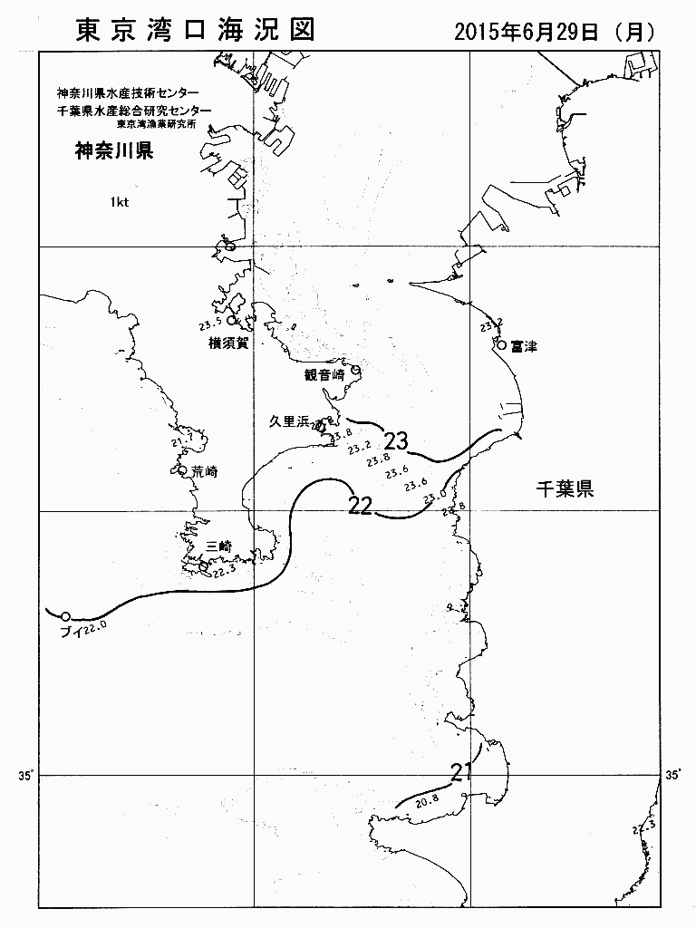 海況図, 東京湾口海況図 検索結果, (水温分布 等を図示)