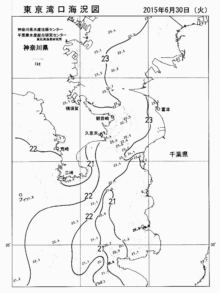 海況図, 東京湾口海況図 検索結果, (水温分布 等を図示)